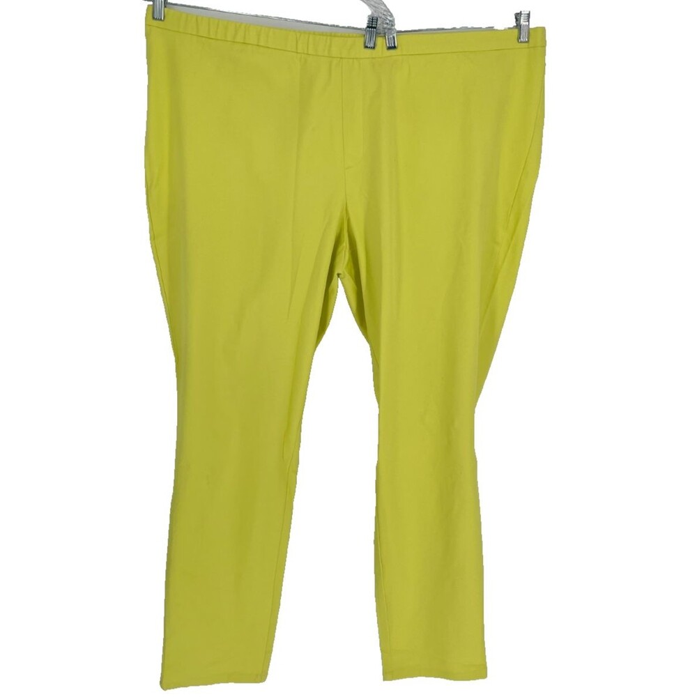 Isaac Mizrahi Live Pants Women's Size 30W 24/7 Stretch Neon Chartreuse Yellow